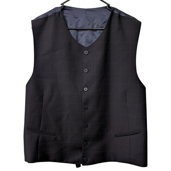 Sergio Valentino Collection Italy Super 120's Wool Buttoned Vest - Black & Navy - Picture 1 of 9